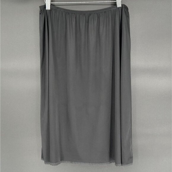 Vintage Vanity Fair Lace Trim Half Slip XXL Black Nylon Antron III USA 70's-80's - Picture 2 of 7